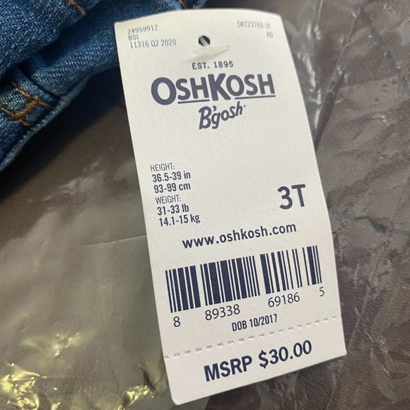 OshKosh Jegging 3T Toddler Jeans NEW Girls Denim Blue Wash - Picture 3 of 6